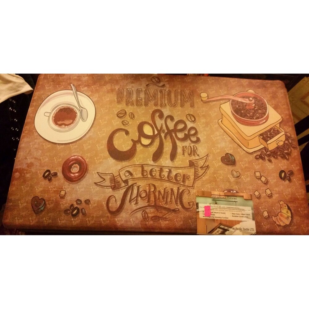 PVC ANTI-FATIGUE NON SLIP FLOOR MAT (18" x 30") COFFEE A BETTER MORNING by ACP